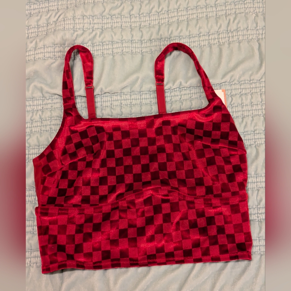 Colsie Red checker bralette L